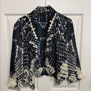 INC International Concepts Black and Cream Patterned Cardigan